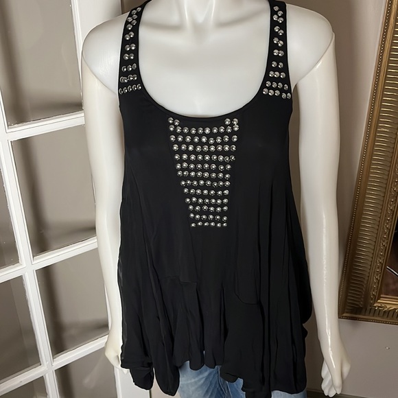 GUESS BY MARCIANO Vintage Y2K Black Studded Tunic Tank Top NWT - Picture 2 of 4